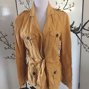 yellow cargo jacket
